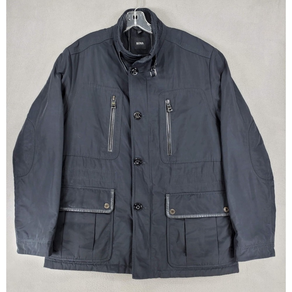Hugo Boss Tabox Size 42R Black Polyester Formal Coat Jacket Pea Driving‎ Parka